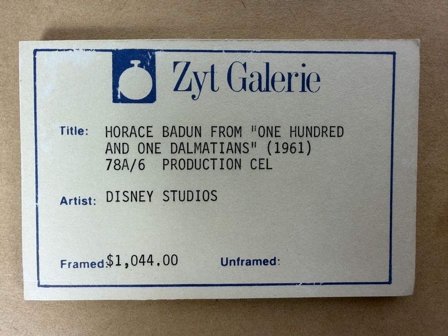 Original Walt Disney Productions Hand Painted Movie Film Production Cel Of Horace Badun From 'One Hundred And One Dalmatians (1961)' 78A/6 Disney Studios 12 X 10 Framed 20 X 18 [Photo 5]