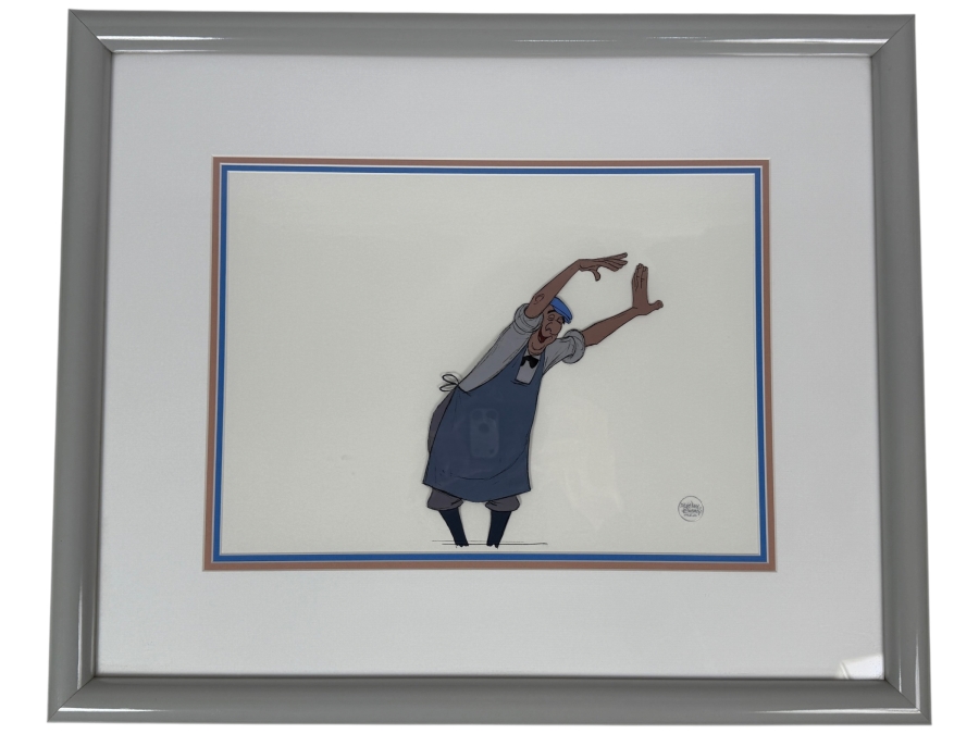 Original Walt Disney Productions Hand Painted Movie Film Production Cel Of Edgar (Butler) From 'The Aristocats (1970)' With No Background Disney Studios 14 X 10 Framed 23 X 19 [Photo 2]