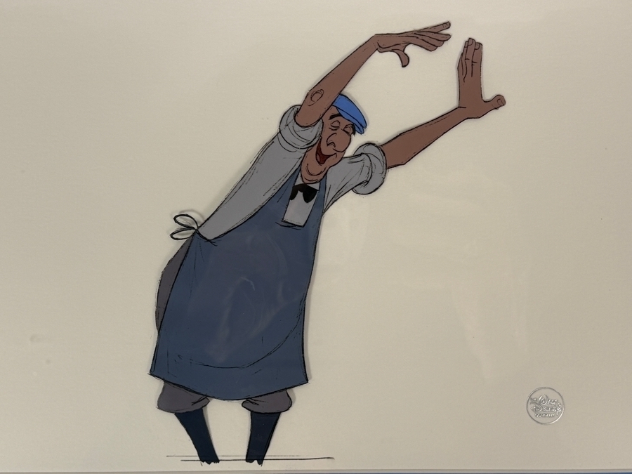 Original Walt Disney Productions Hand Painted Movie Film Production Cel Of Edgar (Butler) From 'The Aristocats (1970)' With No Background Disney Studios 14 X 10 Framed 23 X 19 [Photo 4]