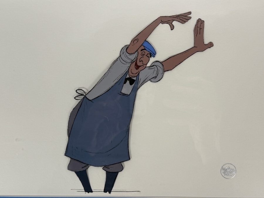Original Walt Disney Productions Hand Painted Movie Film Production Cel Of Edgar (Butler) From 'The Aristocats (1970)' With No Background Disney Studios 14 X 10 Framed 23 X 19 [Photo 3]