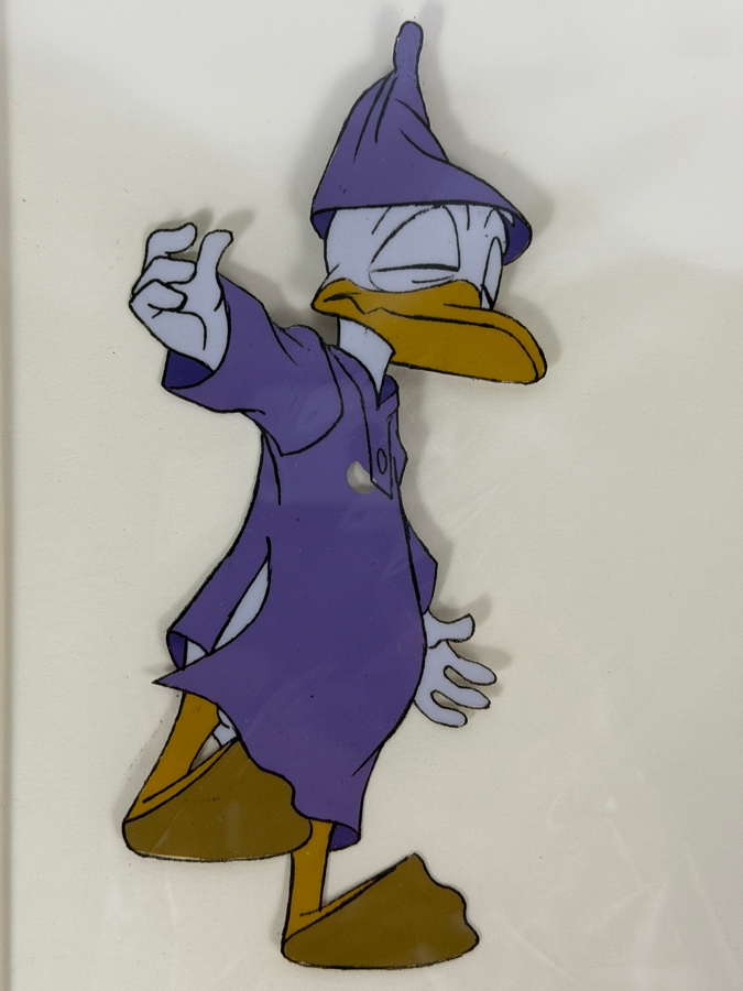 Original Walt Disney Productions Hand Painted Movie Film Production Cel Of Donald Duck In Night Shirt From Disney Hour (T.V.) With No Background Disney Studios 7 X 9 Framed 15 X 16 [Photo 4]