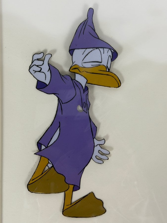 Original Walt Disney Productions Hand Painted Movie Film Production Cel Of Donald Duck In Night Shirt From Disney Hour (T.V.) With No Background Disney Studios 7 X 9 Framed 15 X 16