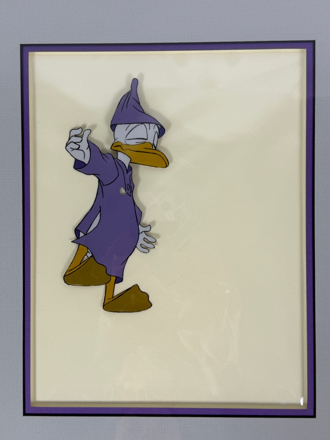 Original Walt Disney Productions Hand Painted Movie Film Production Cel Of Donald Duck In Night Shirt From Disney Hour (T.V.) With No Background Disney Studios 7 X 9 Framed 15 X 16 [Photo 3]
