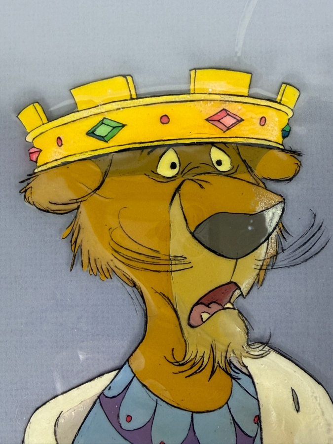 Original Walt Disney Productions Hand Painted Movie Film Production Cel Of Prince John From 'Robin Hood (1973)' 115/2 With No Background Disney Studios With Some Staining At The Bottom 14 X 10 Framed 22 X 18.5 [Photo 6]