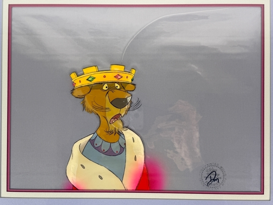 Original Walt Disney Productions Hand Painted Movie Film Production Cel Of Prince John From 'Robin Hood (1973)' 115/2 With No Background Disney Studios With Some Staining At The Bottom 14 X 10 Framed 22 X 18.5 [Photo 4]
