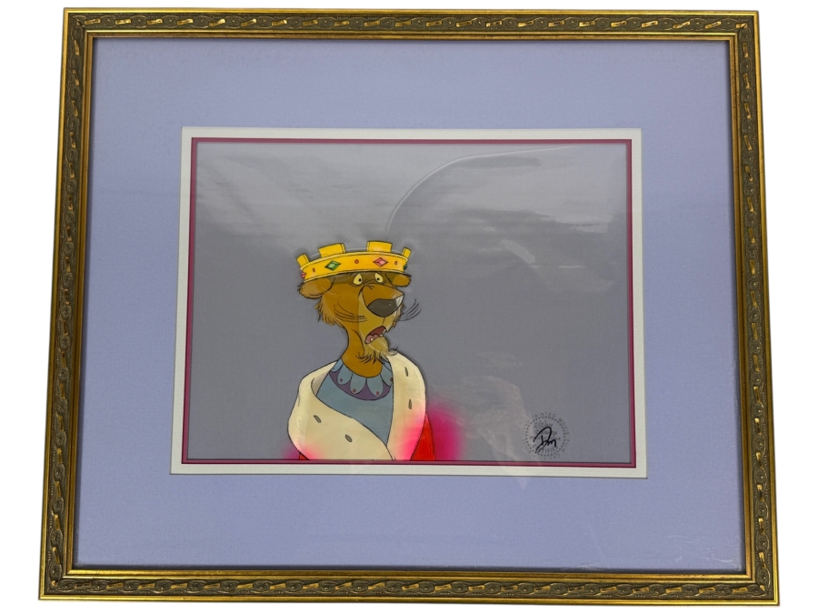 Original Walt Disney Productions Hand Painted Movie Film Production Cel Of Prince John From 'Robin Hood (1973)' 115/2 With No Background Disney Studios With Some Staining At The Bottom 14 X 10 Framed 22 X 18.5 [Photo 2]