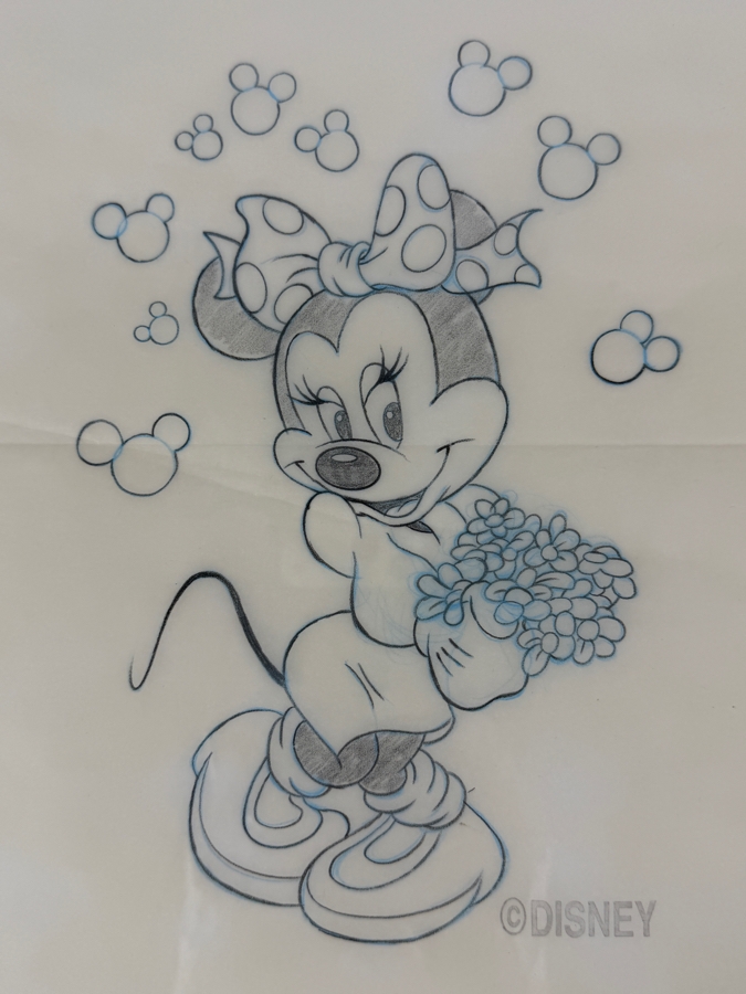 Original Walt Disney Hand Drawn Minnie Mouse With Flowers T-Shirt Design By Disney Artist Mark Seppala Purchased For $1,010 From The 1st Disneyana Convention In 1992 At Walt Disney World Resort 13 X 16 Framed 22 X 25 [Photo 4]