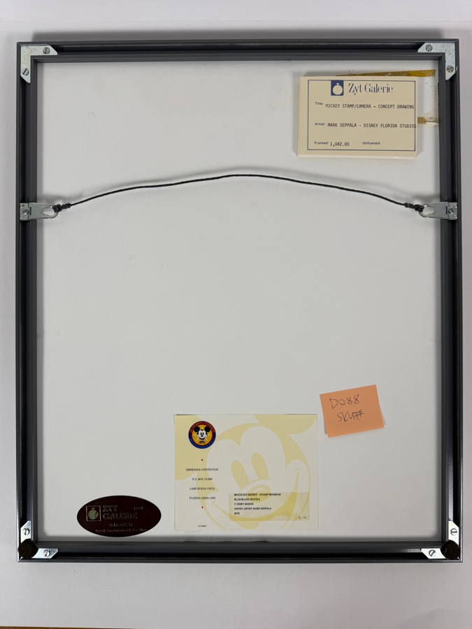 Original Walt Disney Hand Drawn Concept Drawing Of Brazilian Mickey Mouse Stamp Program T-Shirt Design By Disney Artist Mark Seppala #67K Purchased For $1,042 From The 1st Disneyana Convention In 1992 At Walt Disney World Resort 9 X 12 Framed 15.5 X 18 [Photo 13]