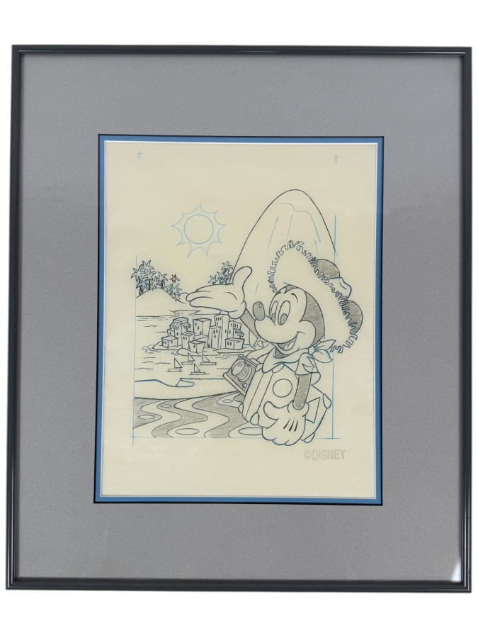 Original Walt Disney Hand Drawn Concept Drawing Of Brazilian Mickey Mouse Stamp Program T-Shirt Design By Disney Artist Mark Seppala #67K Purchased For $1,042 From The 1st Disneyana Convention In 1992 At Walt Disney World Resort 9 X 12 Framed 15.5 X 18 [Photo 2]