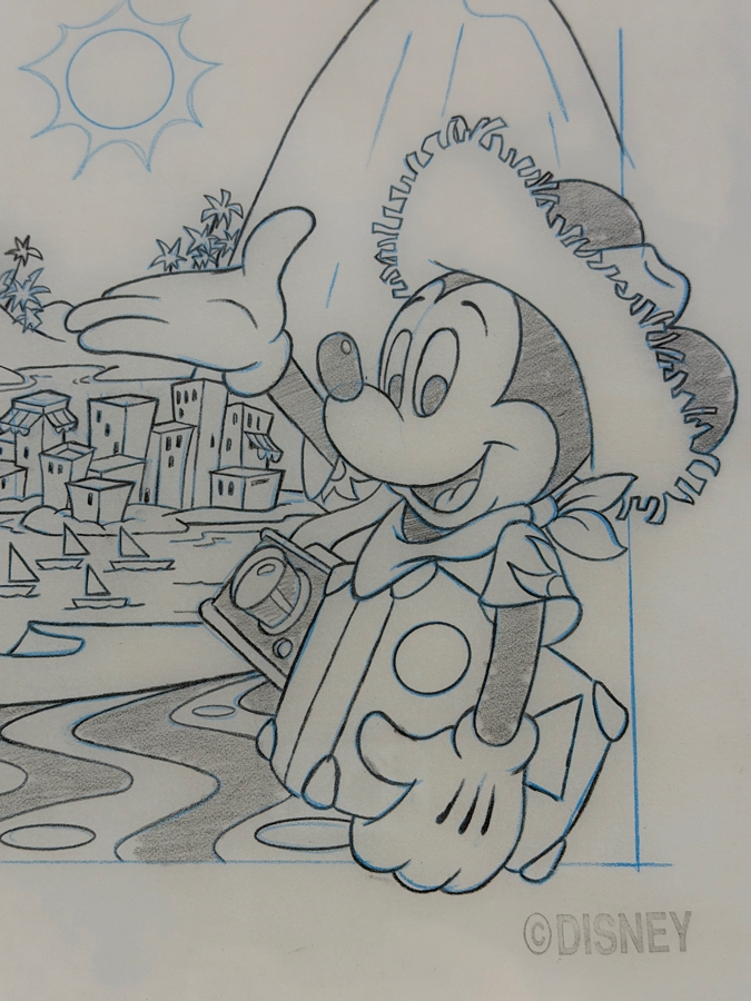 Original Walt Disney Hand Drawn Concept Drawing Of Brazilian Mickey Mouse Stamp Program T-Shirt Design By Disney Artist Mark Seppala #67K Purchased For $1,042 From The 1st Disneyana Convention In 1992 At Walt Disney World Resort 9 X 12 Framed 15.5 X 18 [Photo 3]