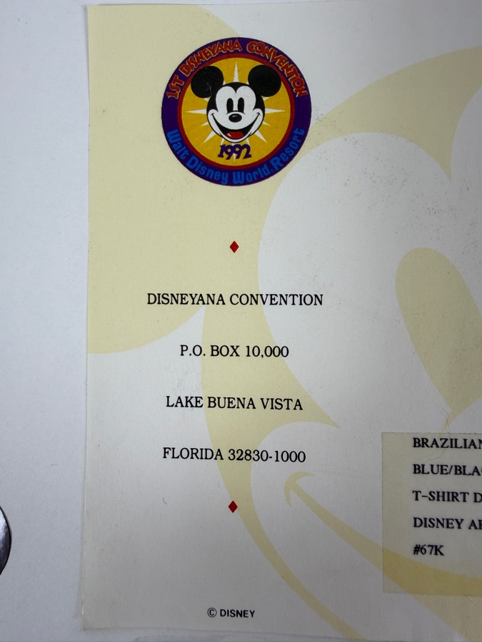 Original Walt Disney Hand Drawn Concept Drawing Of Brazilian Mickey Mouse Stamp Program T-Shirt Design By Disney Artist Mark Seppala #67K Purchased For $1,042 From The 1st Disneyana Convention In 1992 At Walt Disney World Resort 9 X 12 Framed 15.5 X 18 [Photo 16]