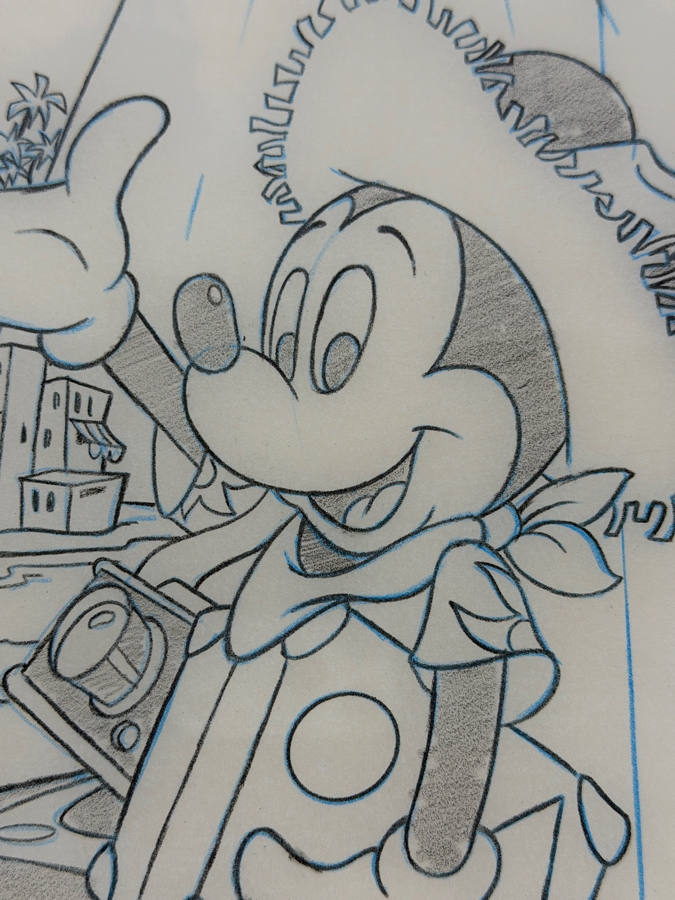 Original Walt Disney Hand Drawn Concept Drawing Of Brazilian Mickey Mouse Stamp Program T-Shirt Design By Disney Artist Mark Seppala #67K Purchased For $1,042 From The 1st Disneyana Convention In 1992 At Walt Disney World Resort 9 X 12 Framed 15.5 X 18 [Photo 4]