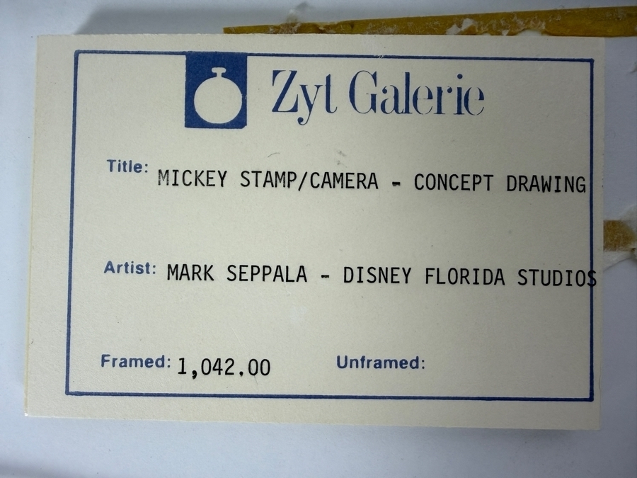 Original Walt Disney Hand Drawn Concept Drawing Of Brazilian Mickey Mouse Stamp Program T-Shirt Design By Disney Artist Mark Seppala #67K Purchased For $1,042 From The 1st Disneyana Convention In 1992 At Walt Disney World Resort 9 X 12 Framed 15.5 X 18 [Photo 18]