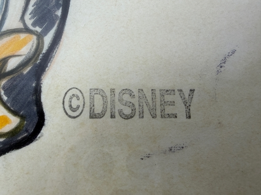 Original Walt Disney Hand Drawn Concept Drawing Of Donald Duck Totebag Design By Disney Artist Darren Hunt #81C From The 1st Disneyana Convention In 1992 At Walt Disney World Resort 10 X 12 Framed 17.5 X 19 [Photo 10]