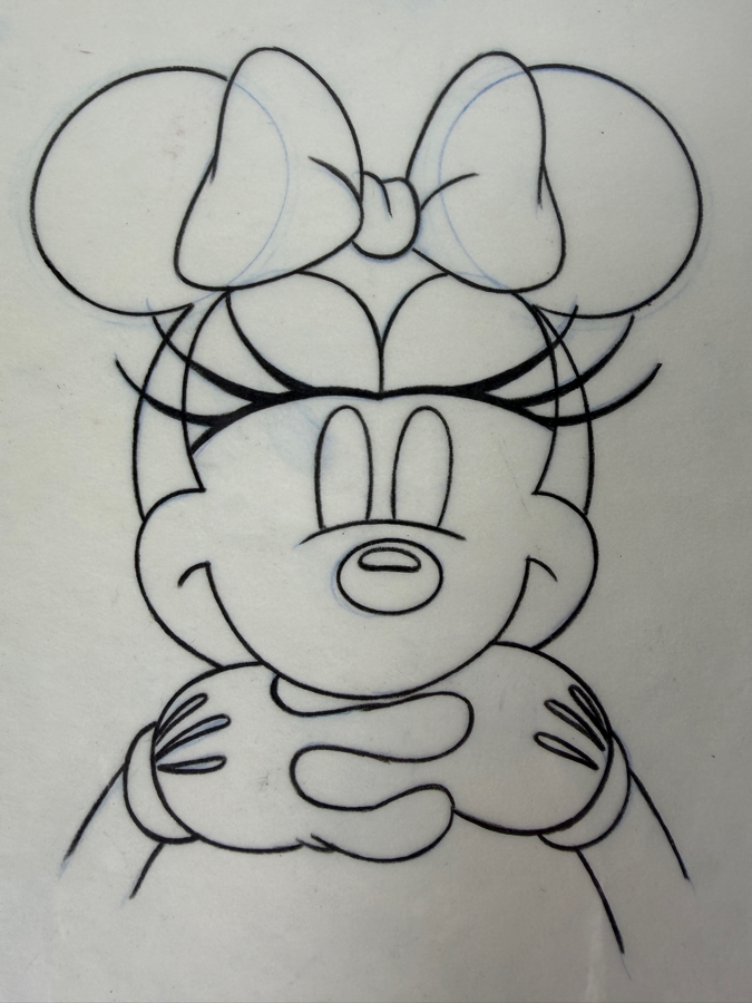 Original Walt Disney Hand Drawn Vintage Mickey Mouse & Minnie Mouse Concept Drawing For A Knitted Sweater By Disney Artist Alex Maher From The 2nd Official Disneyana Convention In 1993 At Disneyland Purchased For $360 In 1993 13 X 11 [Photo 4]