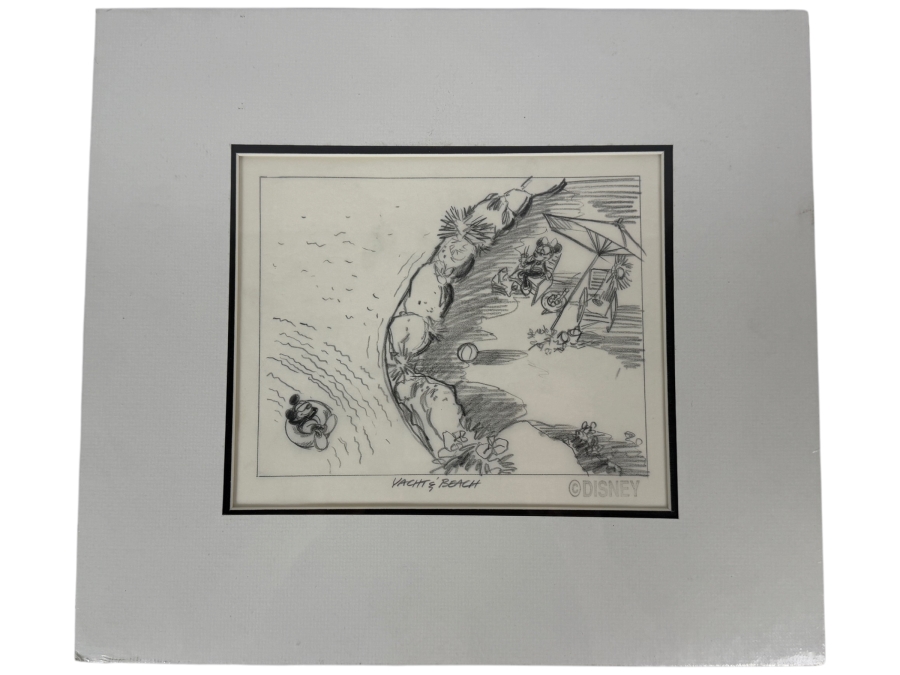 Original Walt Disney Hand Drawn Mickey Mouse / Minnie Yacht And Beach 1993 Walt Disney World Calendar Layout Concept Drawing By Disney Artist Brian Lum #408K From The 1st Disneyana Convention In 1992 At Walt Disney World Resort Purchased $628 In 1992 9X7 [Photo 2]