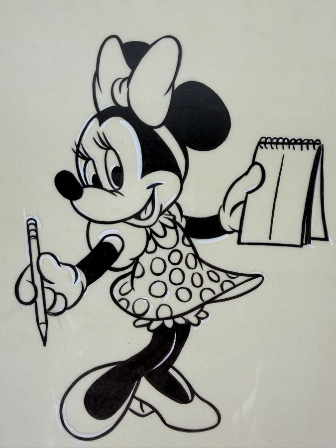Original Walt Disney Hand Drawn Minnie Secretary Concept Drawing By Disney Artist Walt Sorenson 1980 From The 2nd Official Disneyana Convention In 1993 At Disneyland Purchased For $300 In 1993 6 X 7