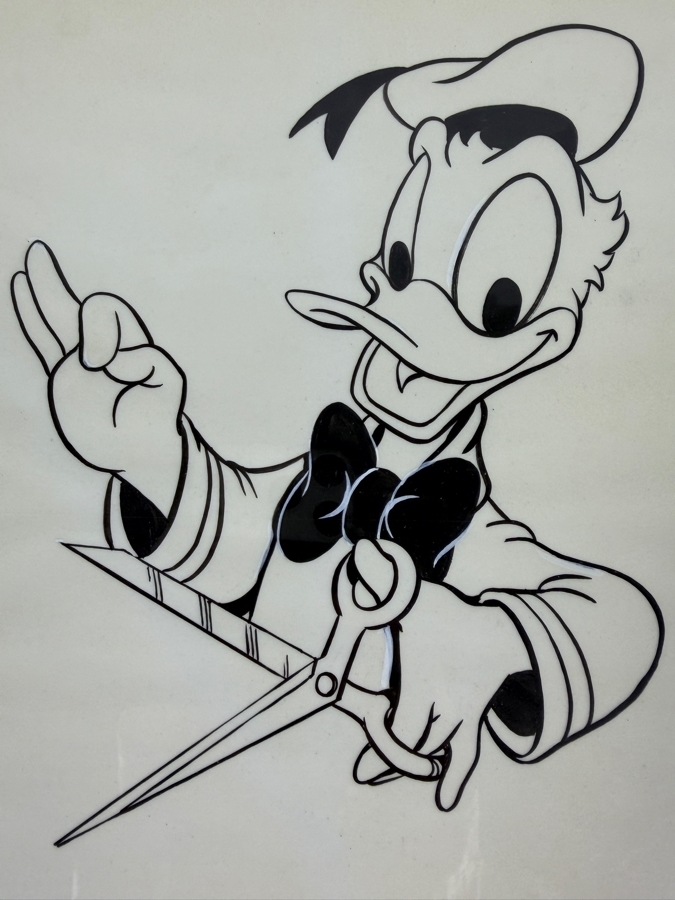 Original Walt Disney Hand Drawn Donald Duck With Scissors Concept Drawing For Donald's Deals Book By Disney Artist Priscilla Russ From The 2nd Official Disneyana Convention In 1993 At Disneyland Purchased For $300 In 1993 7 X 8 [Photo 3]