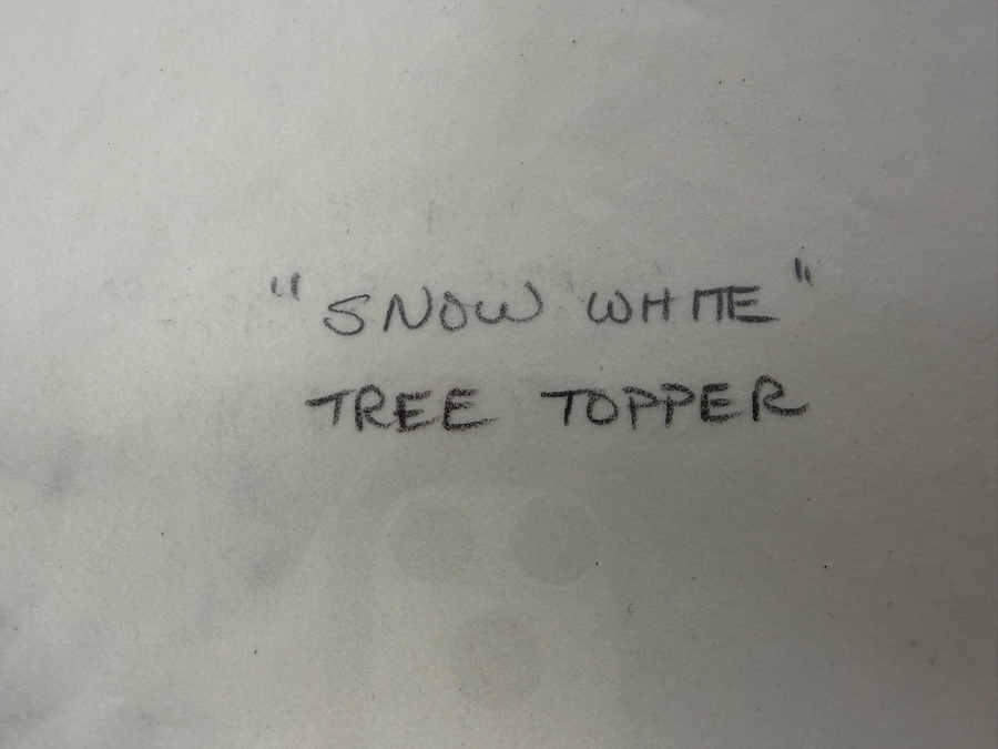 Original Walt Disney Hand Drawn Snow White Concept Drawing For A Christmas Tree Topper By Disney Artist Theresa Miller From The 2nd Official Disneyana Convention In 1993 At Disneyland Purchased For $200 In 1993 8 X 11 [Photo 7]