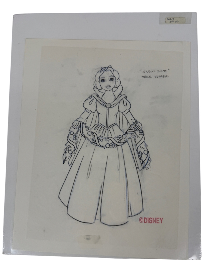 Original Walt Disney Hand Drawn Snow White Concept Drawing For A Christmas Tree Topper By Disney Artist Theresa Miller From The 2nd Official Disneyana Convention In 1993 At Disneyland Purchased For $200 In 1993 8 X 11 [Photo 2]