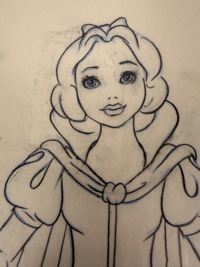 Original Walt Disney Hand Drawn Snow White Concept Drawing For A Christmas Tree Topper By Disney Artist Theresa Miller From The 2nd Official Disneyana Convention In 1993 At Disneyland Purchased For $200 In 1993 8 X 11 [Photo 6]