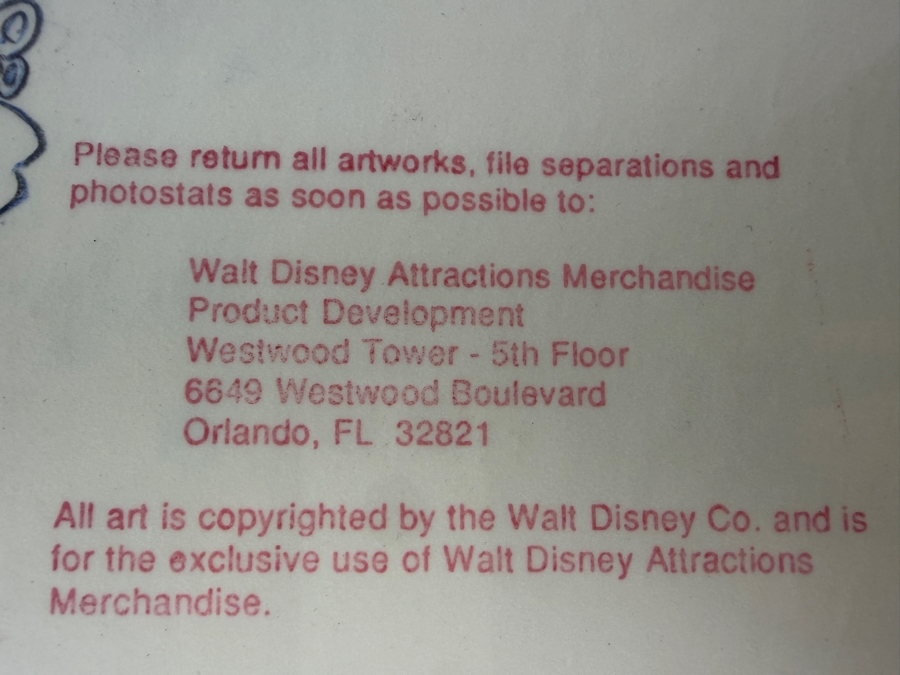 Original Walt Disney Hand Drawn Flounder From The Little Mermaid Figurine Concept Drawing By Disney Artist Theresa Miller From The 2nd Official Disneyana Convention In 1993 At Disneyland Purchased For $200 In 1993 9 X 6 [Photo 7]