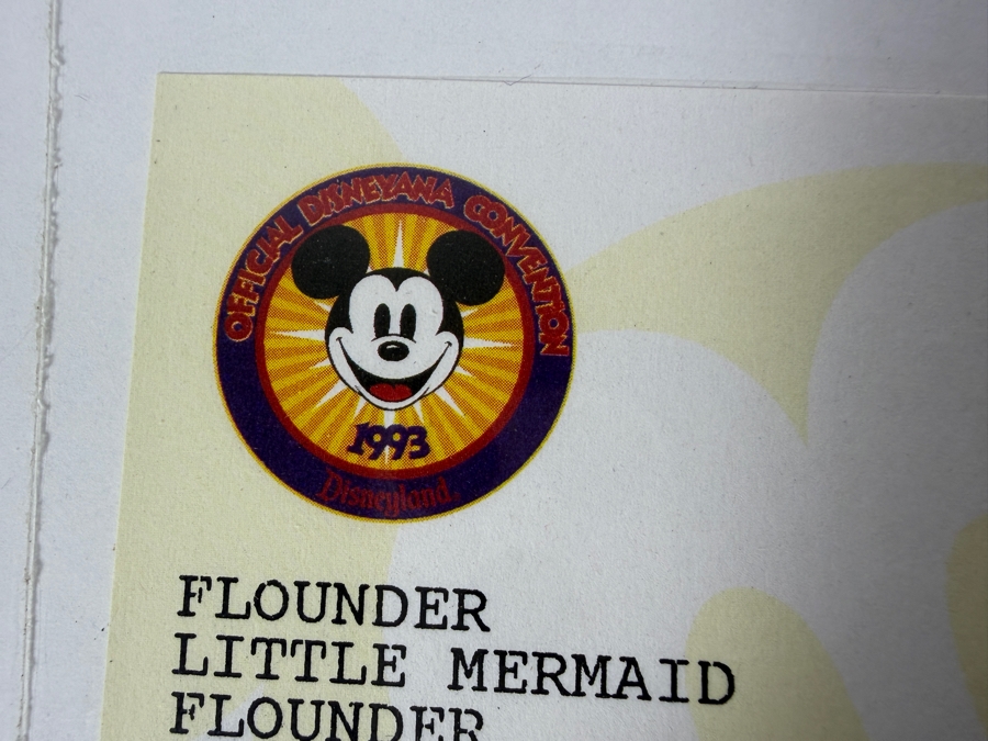 Original Walt Disney Hand Drawn Flounder From The Little Mermaid Figurine Concept Drawing By Disney Artist Theresa Miller From The 2nd Official Disneyana Convention In 1993 At Disneyland Purchased For $200 In 1993 9 X 6 [Photo 12]