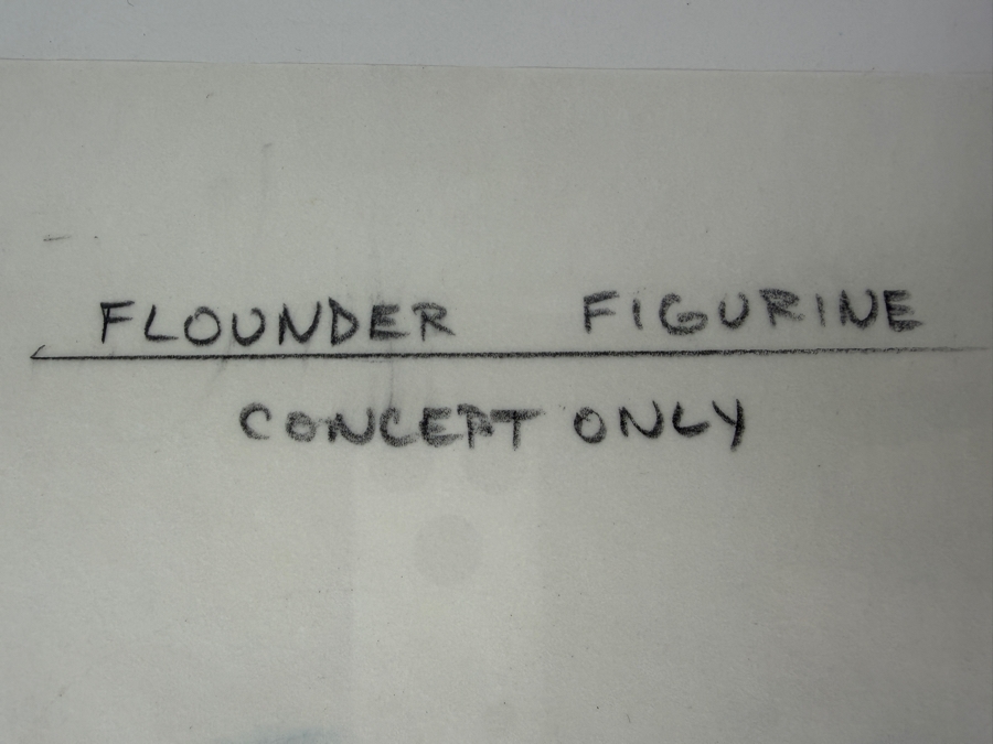 Original Walt Disney Hand Drawn Flounder From The Little Mermaid Figurine Concept Drawing By Disney Artist Theresa Miller From The 2nd Official Disneyana Convention In 1993 At Disneyland Purchased For $200 In 1993 9 X 6 [Photo 5]