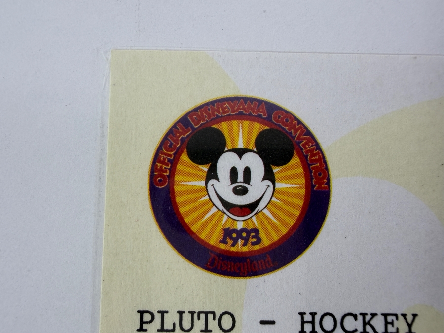 Original Walt Disney Hand Drawn Pluto Hockey Sports Themed Fashion Apparel Concept Drawing By Disney Artist Alex Maher From The 2nd Official Disneyana Convention In 1993 At Disneyland Purchased For $320 In 1993 6 X 6 [Photo 12]