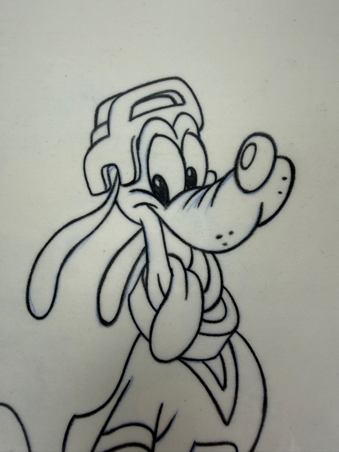 Original Walt Disney Hand Drawn Pluto Hockey Sports Themed Fashion Apparel Concept Drawing By Disney Artist Alex Maher From The 2nd Official Disneyana Convention In 1993 At Disneyland Purchased For $320 In 1993 6 X 6 [Photo 3]