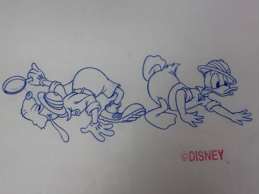 Original Walt Disney Hand Drawn Safari Donald Duck & Goofy Fashion Apparel Concept Drawing By Disney Artist Alex Maher From The 2nd Official Disneyana Convention In 1993 At Disneyland Purchased For $300 In 1993 9 X 4