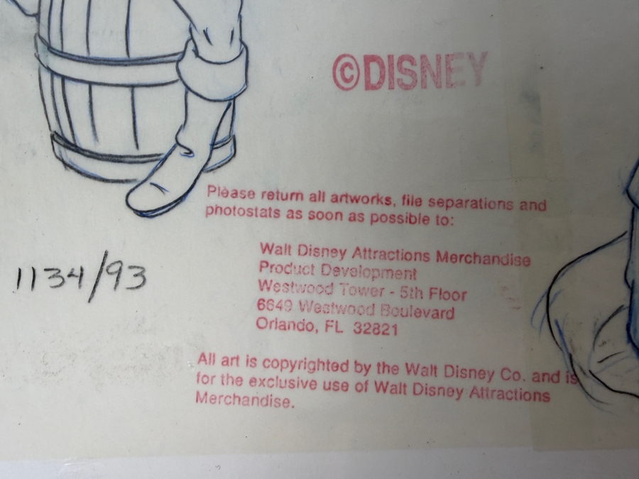 Original Walt Disney Hand Drawn Price Eric Barrel & Rock Poses From The Little Mermaid Concept Drawings For Figurine By Disney Artist Theresa Miller From The 2nd Official Disneyana Convention In 1993 At Disneyland Purchased For $200 In 1993 10 X 9 [Photo 6]