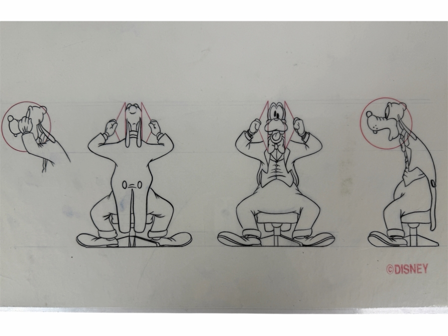 Original Walt Disney Hand Drawn Goofy With Cymbals Christmas Ornament Concept Drawing By Disney Artist Alex Maher From The 2nd Official Disneyana Convention In 1993 At Disneyland Purchased For $320 In 1993 16 X 6
