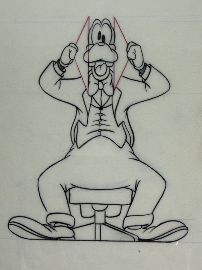 Original Walt Disney Hand Drawn Goofy With Cymbals Christmas Ornament Concept Drawing By Disney Artist Alex Maher From The 2nd Official Disneyana Convention In 1993 At Disneyland Purchased For $320 In 1993 16 X 6 [Photo 7]