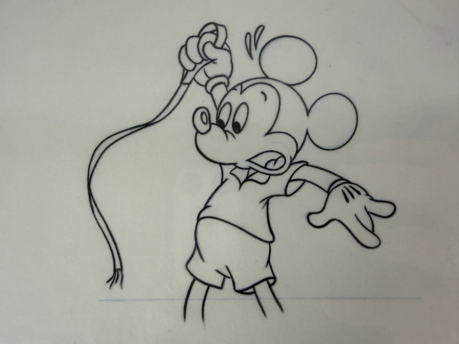 (2) Original Walt Disney Hand Drawn Mickey Mouse With Pluto On Leash WDW & DL Embroidered & Silkscreen Fashion Garment Concept Drawings By Disney Artist Alex Maher From The 2nd Official Disneyana Convention In 1993 At Disneyland Retail $560 In 1993 11X11 [Photo 11]