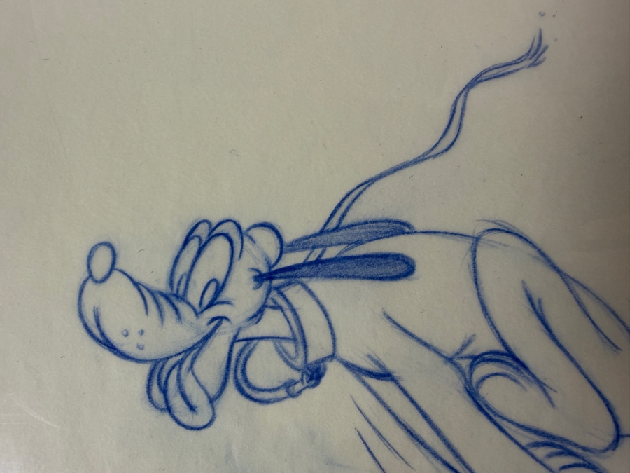 (2) Original Walt Disney Hand Drawn Mickey Mouse With Pluto On Leash WDW & DL Embroidered & Silkscreen Fashion Garment Concept Drawings By Disney Artist Alex Maher From The 2nd Official Disneyana Convention In 1993 At Disneyland Retail $560 In 1993 11X11 [Photo 6]