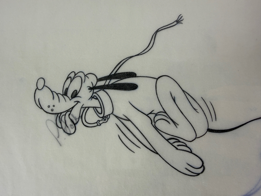 (2) Original Walt Disney Hand Drawn Mickey Mouse With Pluto On Leash WDW & DL Embroidered & Silkscreen Fashion Garment Concept Drawings By Disney Artist Alex Maher From The 2nd Official Disneyana Convention In 1993 At Disneyland Retail $560 In 1993 11X11 [Photo 9]