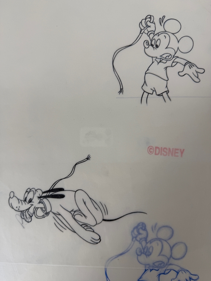 (2) Original Walt Disney Hand Drawn Mickey Mouse With Pluto On Leash WDW & DL Embroidered & Silkscreen Fashion Garment Concept Drawings By Disney Artist Alex Maher From The 2nd Official Disneyana Convention In 1993 At Disneyland Retail $560 In 1993 11X11 [Photo 4]