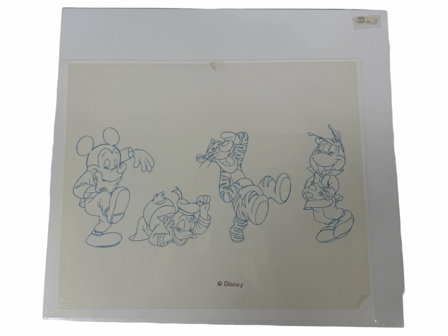 Original Walt Disney Hand Drawn Mickey Mouse / Tigger / Teamer Laughing T-Shirt For Picnic Concept Drawing By Disney Artist Darren Hunt From The 2nd Official Disneyana Convention In 1993 At Disneyland Purchased For $560 In 1993 17 X 9 [Photo 2]