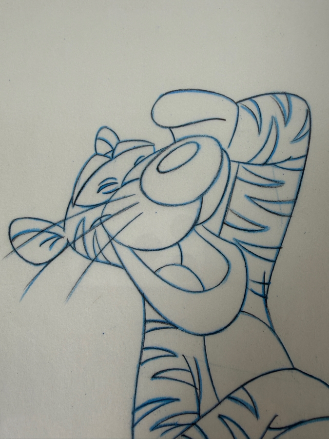 Original Walt Disney Hand Drawn Mickey Mouse / Tigger / Teamer Laughing T-Shirt For Picnic Concept Drawing By Disney Artist Darren Hunt From The 2nd Official Disneyana Convention In 1993 At Disneyland Purchased For $560 In 1993 17 X 9 [Photo 8]