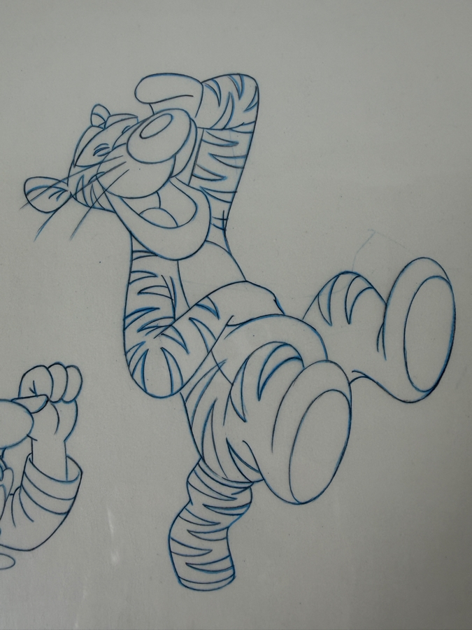 Original Walt Disney Hand Drawn Mickey Mouse / Tigger / Teamer Laughing T-Shirt For Picnic Concept Drawing By Disney Artist Darren Hunt From The 2nd Official Disneyana Convention In 1993 At Disneyland Purchased For $560 In 1993 17 X 9 [Photo 7]