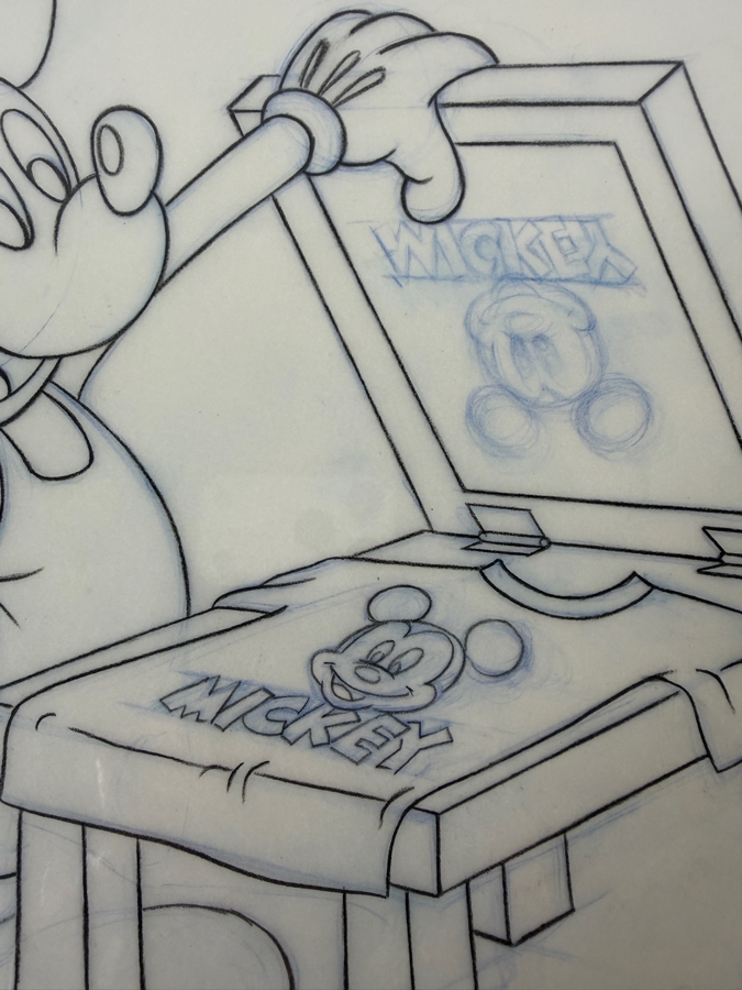 (2) Original Walt Disney Hand Drawn Mickey Mouse Screen Printer Cast Member Award Concept Drawings By Disney Artist Alex Maher From The 2nd Official Disneyana Convention In 1993 At Disneyland Purchased For $620 In 1993 10 X 10 [Photo 6]