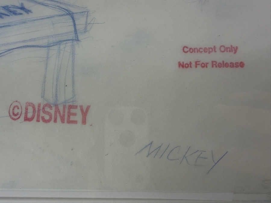 (2) Original Walt Disney Hand Drawn Mickey Mouse Screen Printer Cast Member Award Concept Drawings By Disney Artist Alex Maher From The 2nd Official Disneyana Convention In 1993 At Disneyland Purchased For $620 In 1993 10 X 10 [Photo 11]