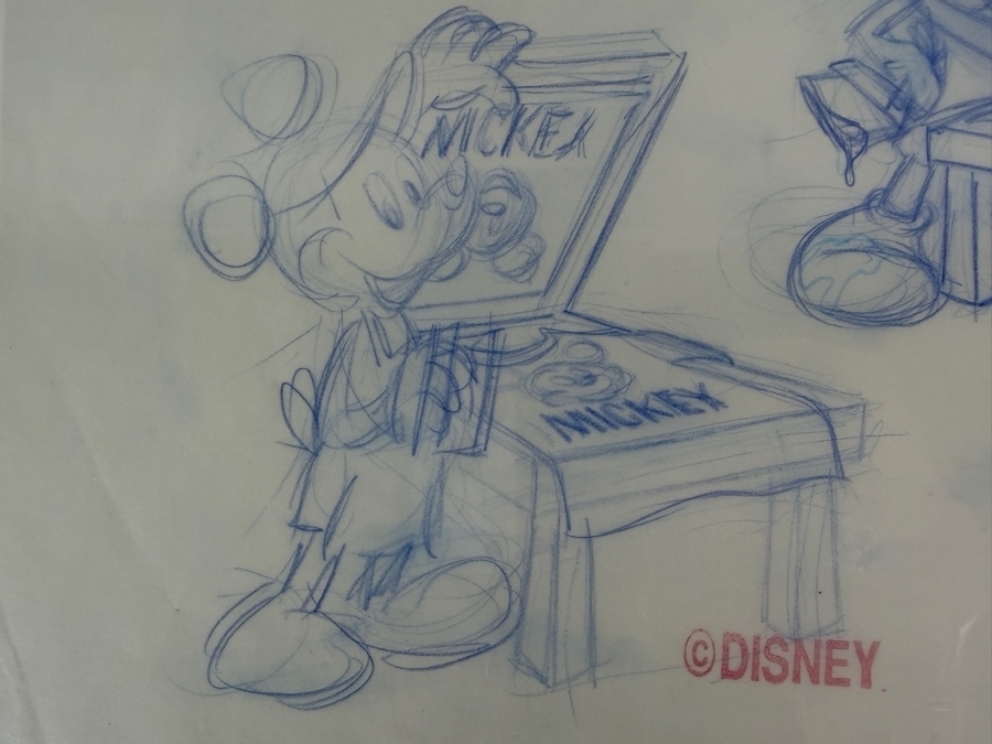 (2) Original Walt Disney Hand Drawn Mickey Mouse Screen Printer Cast Member Award Concept Drawings By Disney Artist Alex Maher From The 2nd Official Disneyana Convention In 1993 At Disneyland Purchased For $620 In 1993 10 X 10 [Photo 8]