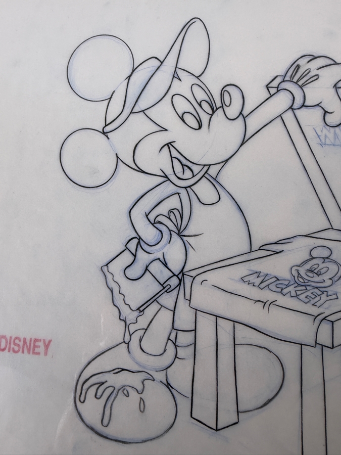 (2) Original Walt Disney Hand Drawn Mickey Mouse Screen Printer Cast Member Award Concept Drawings By Disney Artist Alex Maher From The 2nd Official Disneyana Convention In 1993 At Disneyland Purchased For $620 In 1993 10 X 10 [Photo 5]