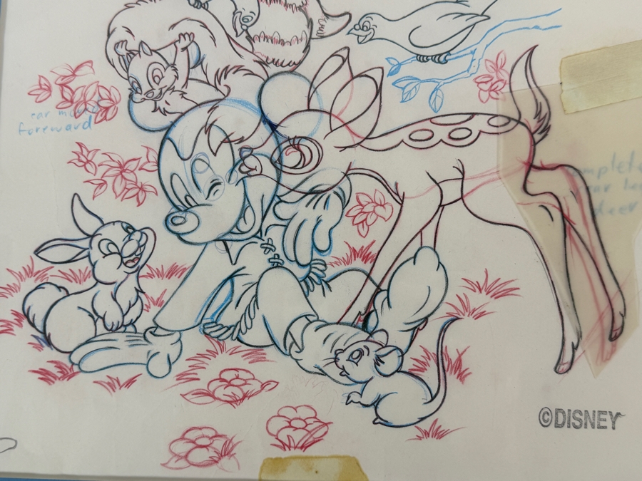 Original Walt Disney Hand Drawn Frontierland Mickey Mouse & Forest Animals Candy Packaging & T-Shirt Design Concept Drawing By Disney Artist Russell Schroeder From The 1st Disneyana Convention In 1992 At WDW Resort Purchased For $636 In 93 12.5 X 15 [Photo 3]
