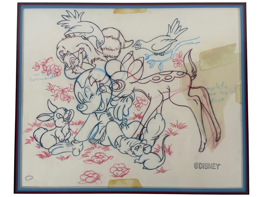 Original Walt Disney Hand Drawn Frontierland Mickey Mouse & Forest Animals Candy Packaging & T-Shirt Design Concept Drawing By Disney Artist Russell Schroeder From The 1st Disneyana Convention In 1992 At WDW Resort Purchased For $636 In 93 12.5 X 15