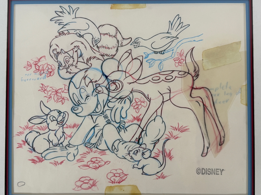 Original Walt Disney Hand Drawn Frontierland Mickey Mouse & Forest Animals Candy Packaging & T-Shirt Design Concept Drawing By Disney Artist Russell Schroeder From The 1st Disneyana Convention In 1992 At WDW Resort Purchased For $636 In 93 12.5 X 15 [Photo 2]