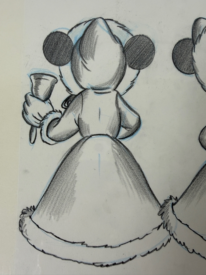 Original Walt Disney Hand Drawn Minnie Mouse Dressed For Christmas Resin Christmas Ornament Concept Drawing By Disney Artist Don Williams From The 2nd Official Disneyana Convention In 1993 At Disneyland Purchased For $440 In 1993 12.5 X 10 [Photo 8]