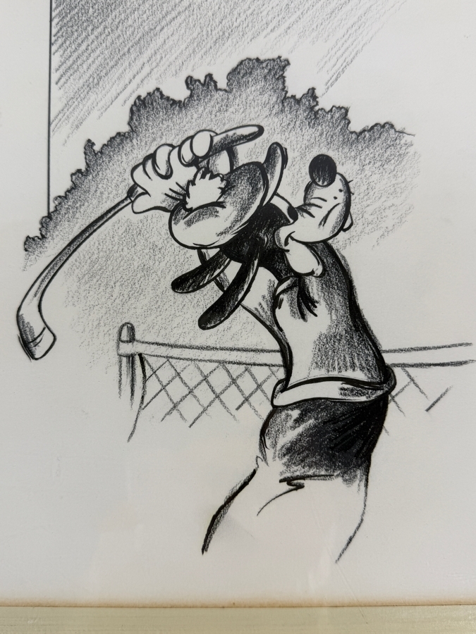 Set Of 3 Original Walt Disney Hand Drawn Goofy Golfer Golf Tournament Flyers 'Swing Your Way Into Fame 1/7/1987 WDW' Concept Drawings By Disney Artist Don Williams From The 2nd Official Disneyana Convention In 1993 At Disneyland Purchased For $700 In 1993 [Photo 3]